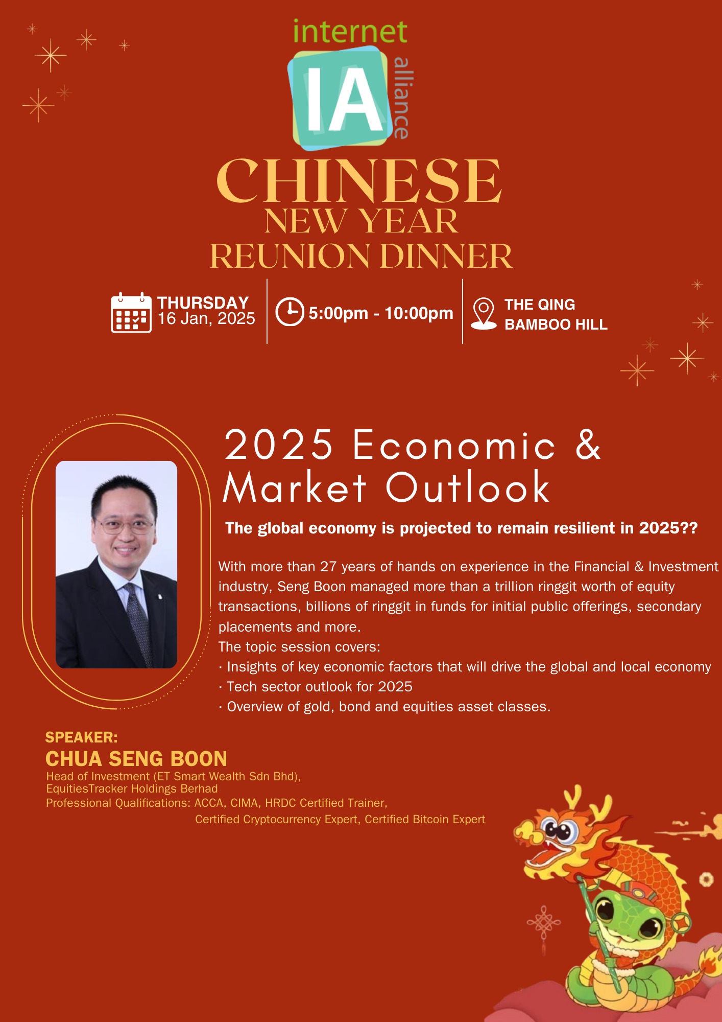 CNY Reunion Dinner - Speaker Update CNY Reunion Dinner - Speaker Update
